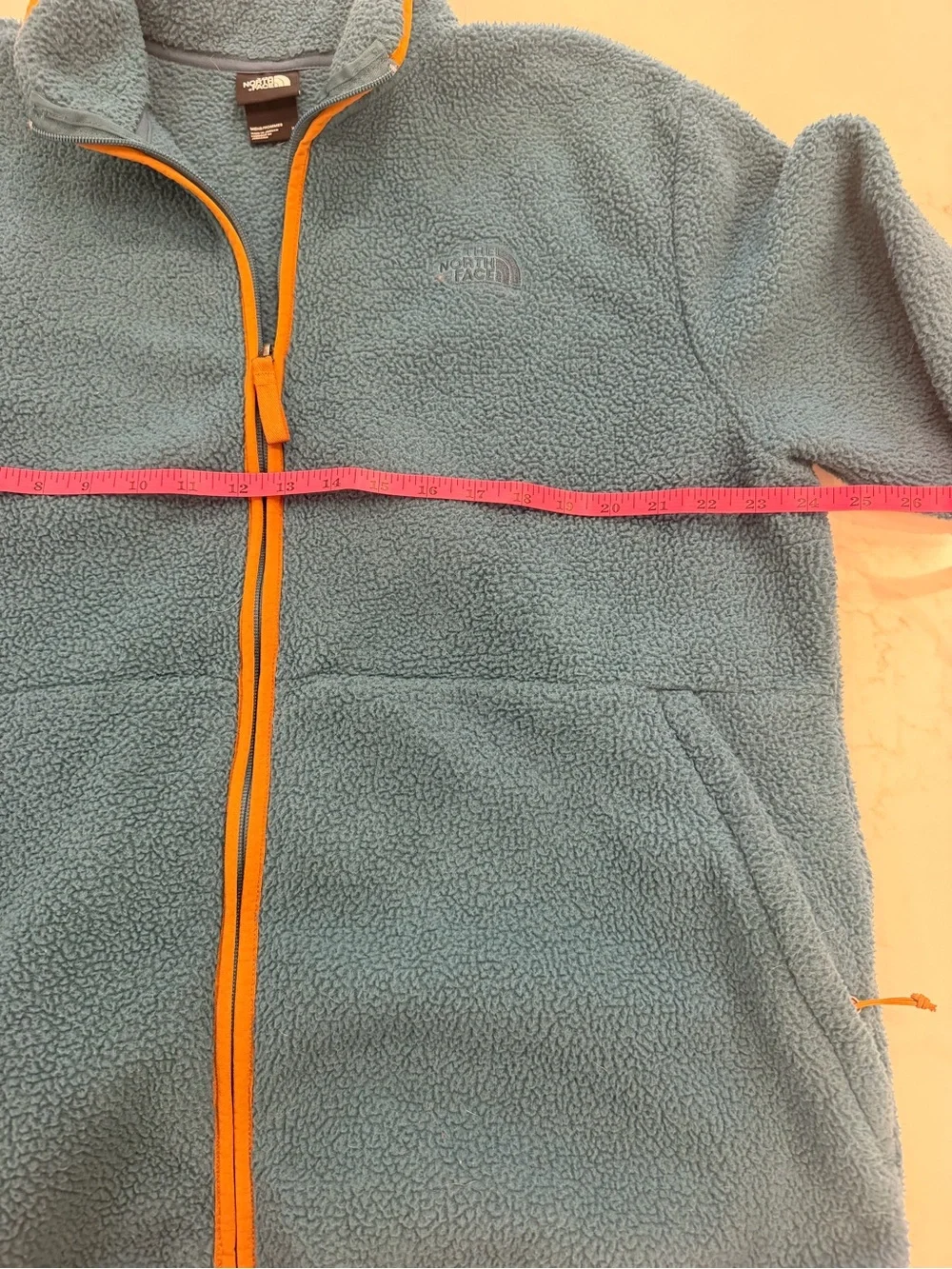 The North Face Men’s XL Teal Blue Orange Trim Full Zip Fleece Jacket